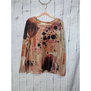 Impulse California Wearable Art Top Womens Long Sleeve Artsy Top with Pockets Sz